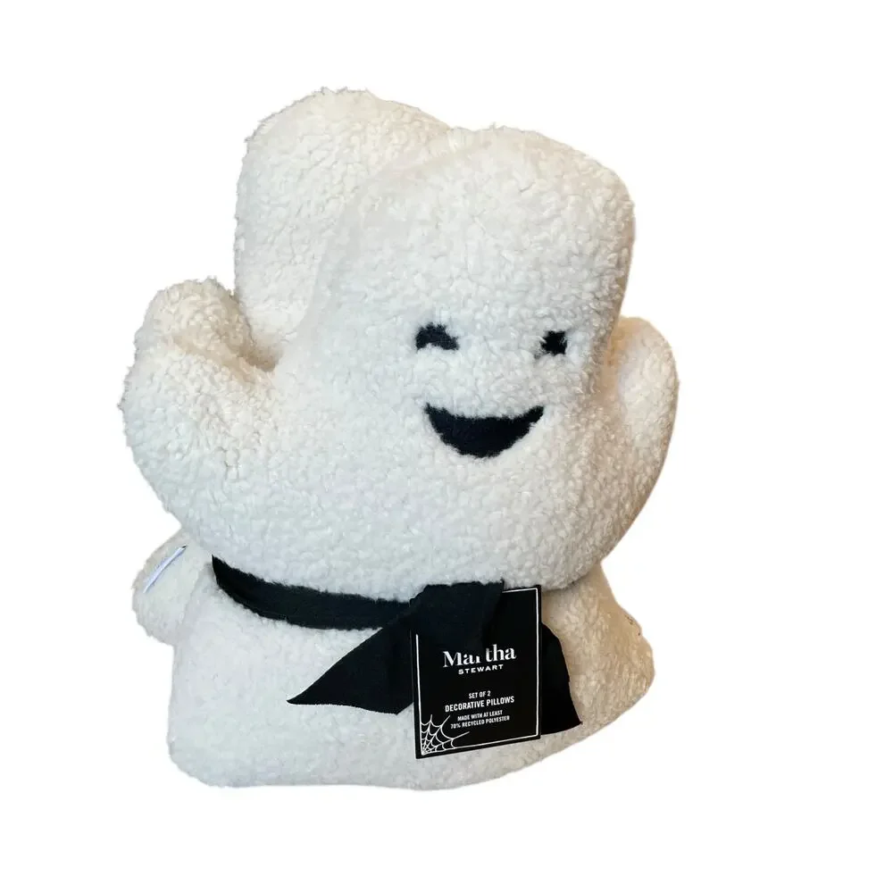 Martha Stewart 16” Plush Ghost Pillows Sherpa Boy Girl Halloween 2 Pack NEW